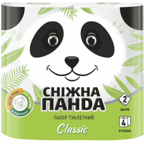 Туалетний папір Сніжна Панда Classic, 2 шари, 4 рулони